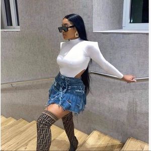 Ripped jean skirt